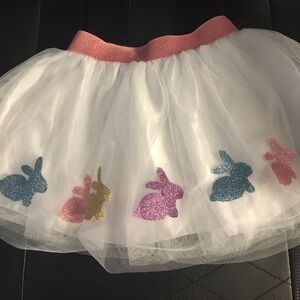 *3 for 25 Bundle and Save.White Tulle Skirt with Glitter Bunny Accents